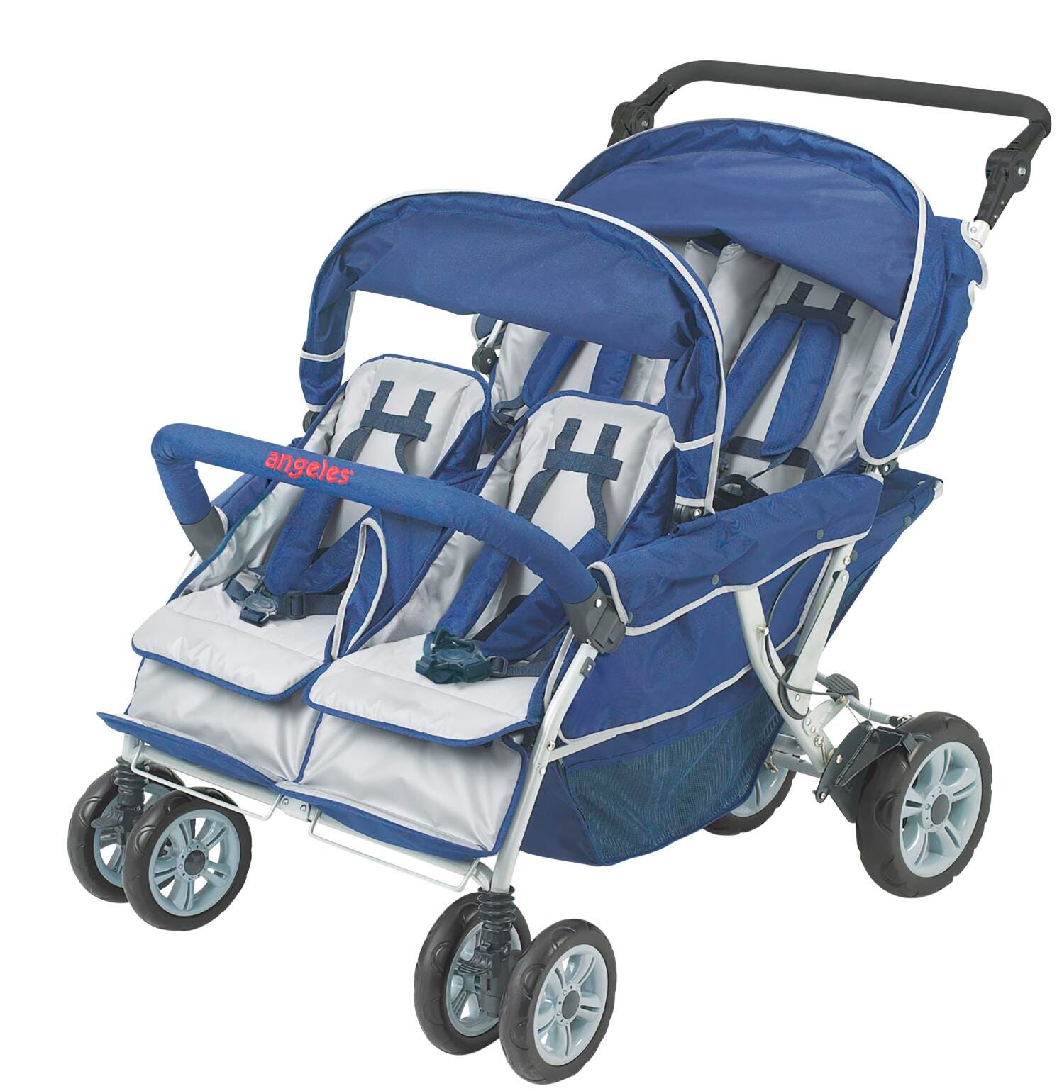 Children's Factory SureStop Folding Bye-Bye Stroller, 4 Passenger, 47 x 33 x 43 Inches, Blue, Item Number 2027825