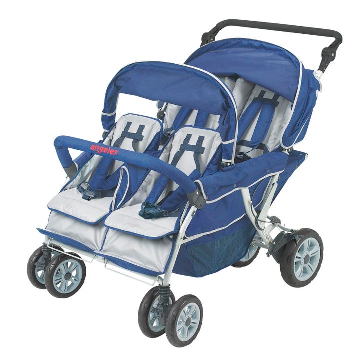 Children's Factory SureStop Folding Bye-Bye Stroller, 4 Passenger, 47 x 33 x 43 Inches, Blue