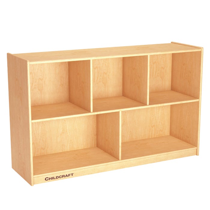 Childcraft Mobile 5-Compartment Storage Unit for Classrooms, Wooden, 47-3/4 x 14-1/4 x 30 Inches