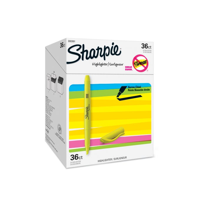 Sharpie Pocket Highlighters, Yellow, Pack of 36