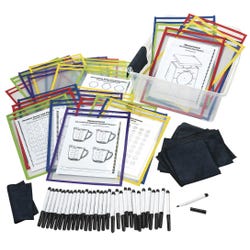 Top Loading Dry Erase Pocket Classroom Kit, Assorted Colors, Set of 90