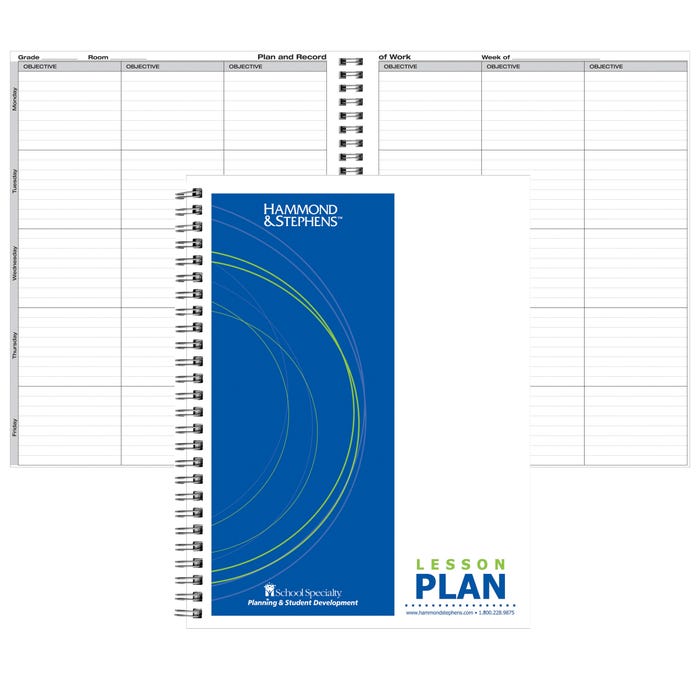 Hammond & Stephens Objective Lesson Plan Book - PolyIce Cover, 8-1/2 X 11 Inches, 6 Subjects, 42 Week, White/Black