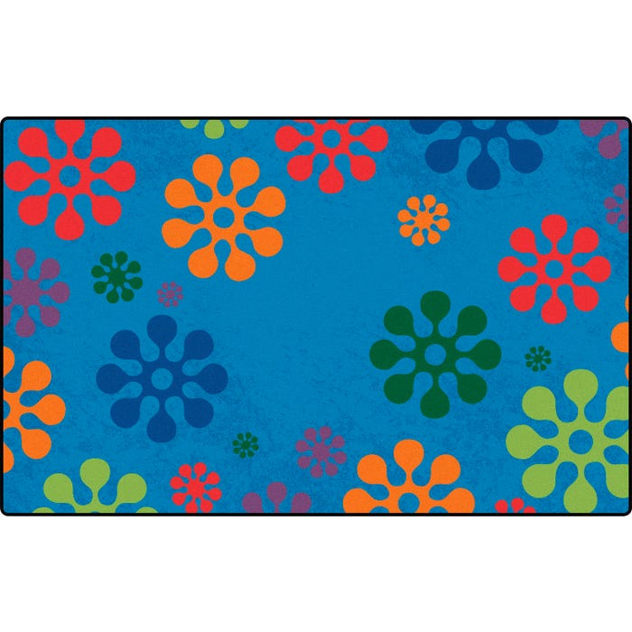 Carpets for Kids KID$Value PLUS Flower Burst Rug, 7 Feet 6 Inches x 12 Feet, Rectangle, Multicolored, Item Number 2101501
