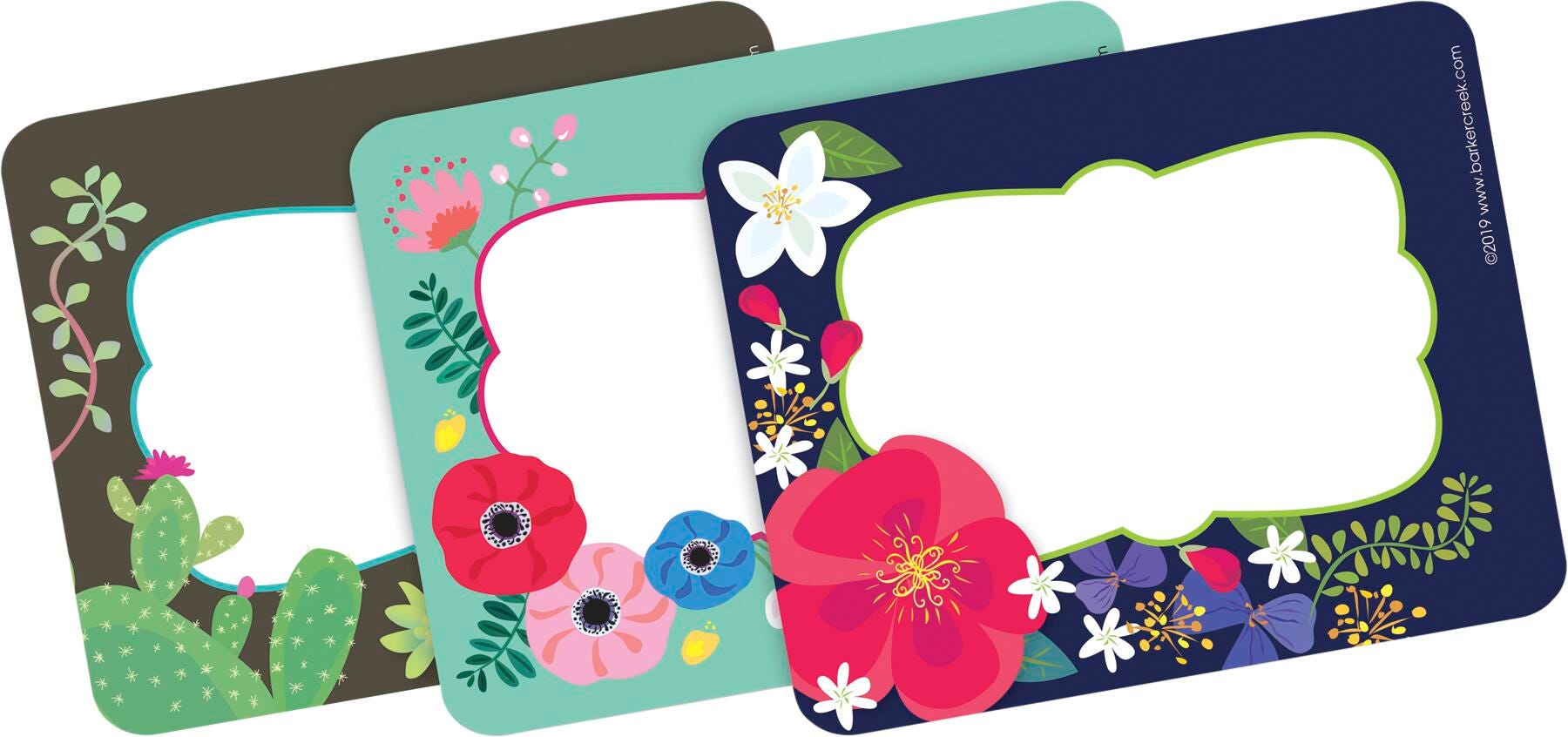 Barker Creek Petal and Prickles Name Tags, 3-1/2 x 2-3/4 Inches, Set of 45, Item Number 2020916