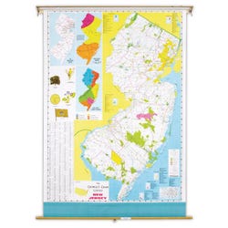 Nystrom New Jersey Pull Down Roller Classroom Map, 51 x 68 Inches, Item Number 088633