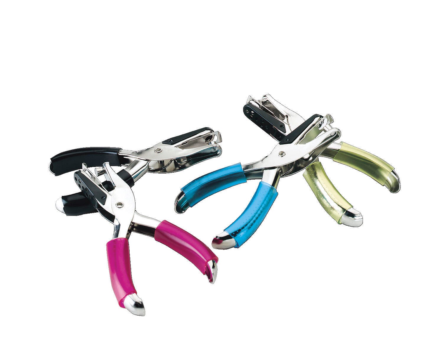 School Smart Paper Punch with Grip, 5 Sheet Capacity, 1/4 Inch, Set of 4 030345