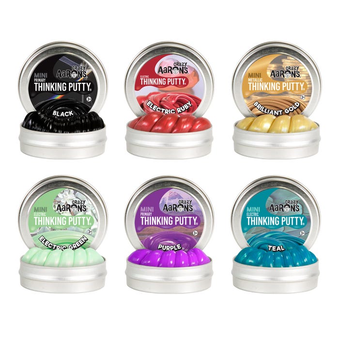 Crazy Aaron's Thinking Putty, Mini Tins, Assorted Colors, Set of 72