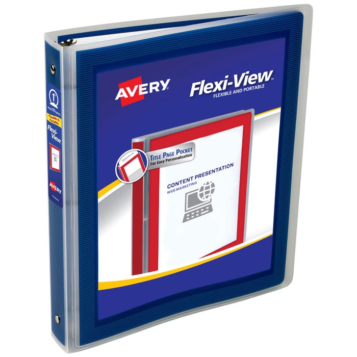 Avery Flexi-View Poly View Binder, 1 Inch, Round Ring, Navy Blue