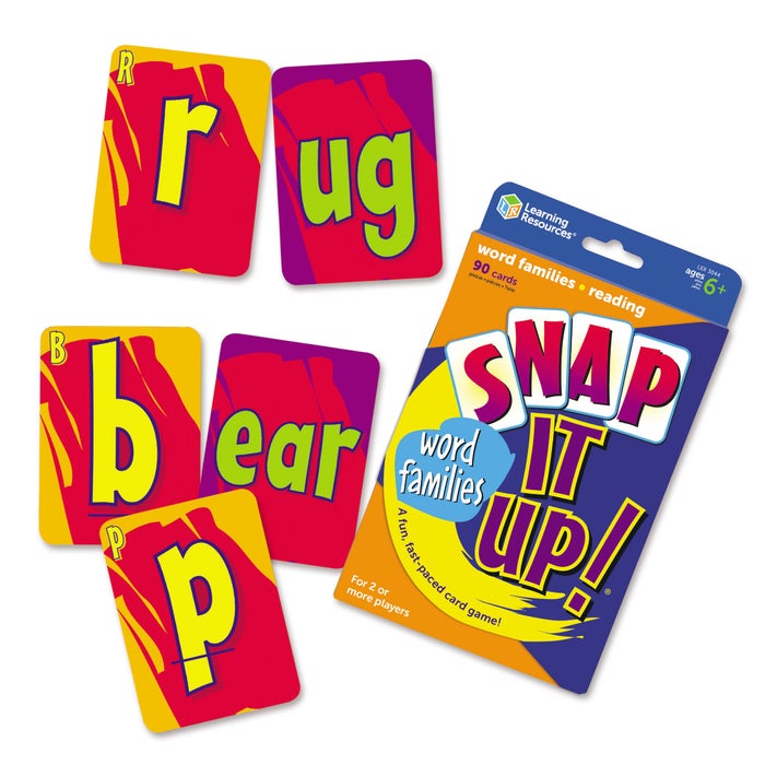 Learning Resources Snap It Up! Phonics and Reading Card Game: Word Families, 90 Cards