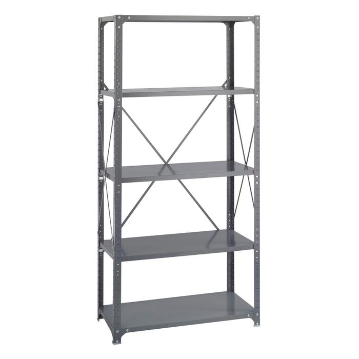 Safco Commercial Shelving, 75 in H X 36 in W X 18 in D, Steel, Dark Gray, 5-Shelves