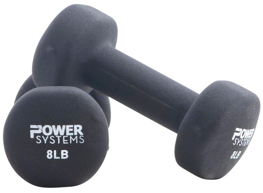 Power Systems Premium Neoprene Dumbbells, 8 Pounds, Black, Item Number 2094325