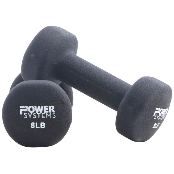 Power Systems Premium Neoprene Dumbbells, 8 Pounds, Black