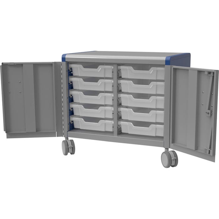 Classroom Select Geode Short Cabinet, Double Wide with 10 Tote Trays