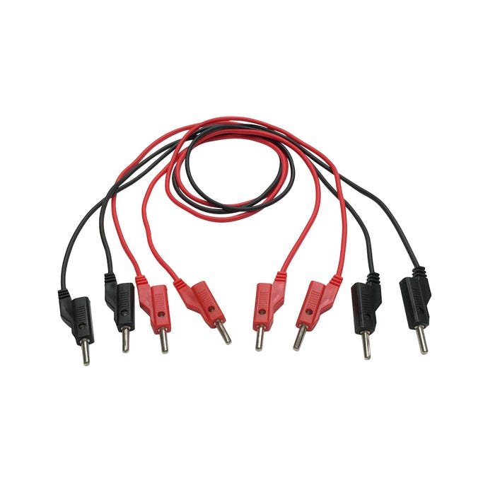 United Scientific Banana Plug Cords, 24 Inches, Red/Black, Pack of 6