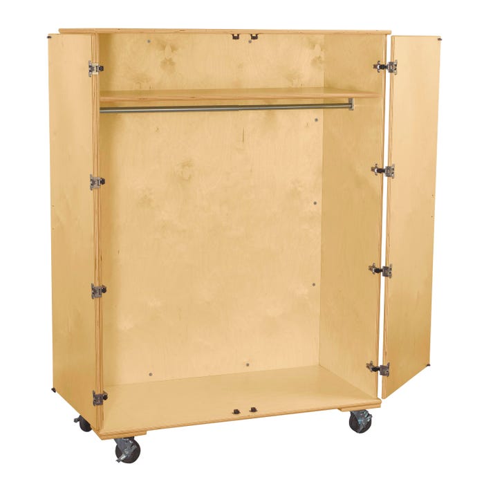 Classroom Select Large Mobile Wardrobe Storage Unit with Coat Rod, 48 x 24 x 67 Inches