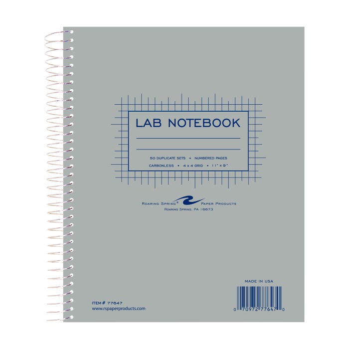 Roaring Spring 4 x 4 Carbonless Graph Ruled Book, 11 x 9 Inch, White/Canary Paper, 50 sets