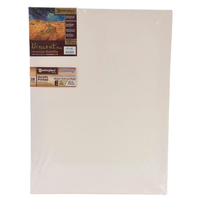 Masterpiece Vincent MasterWrap Pro MuseumWrap Wood Drum Tight Stretched Canvas, 18 x 24 Inches