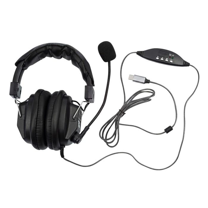 Califone CaliTuff 3068-MUSBC Over-Ear Headset with Inline Volume, USB-C Plug, Black