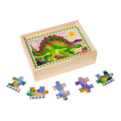 Image for Melissa & Doug Wooden Dinosaurs Puzzles in a Box, 4 Puzzles with 12 Pieces Each from School Specialty