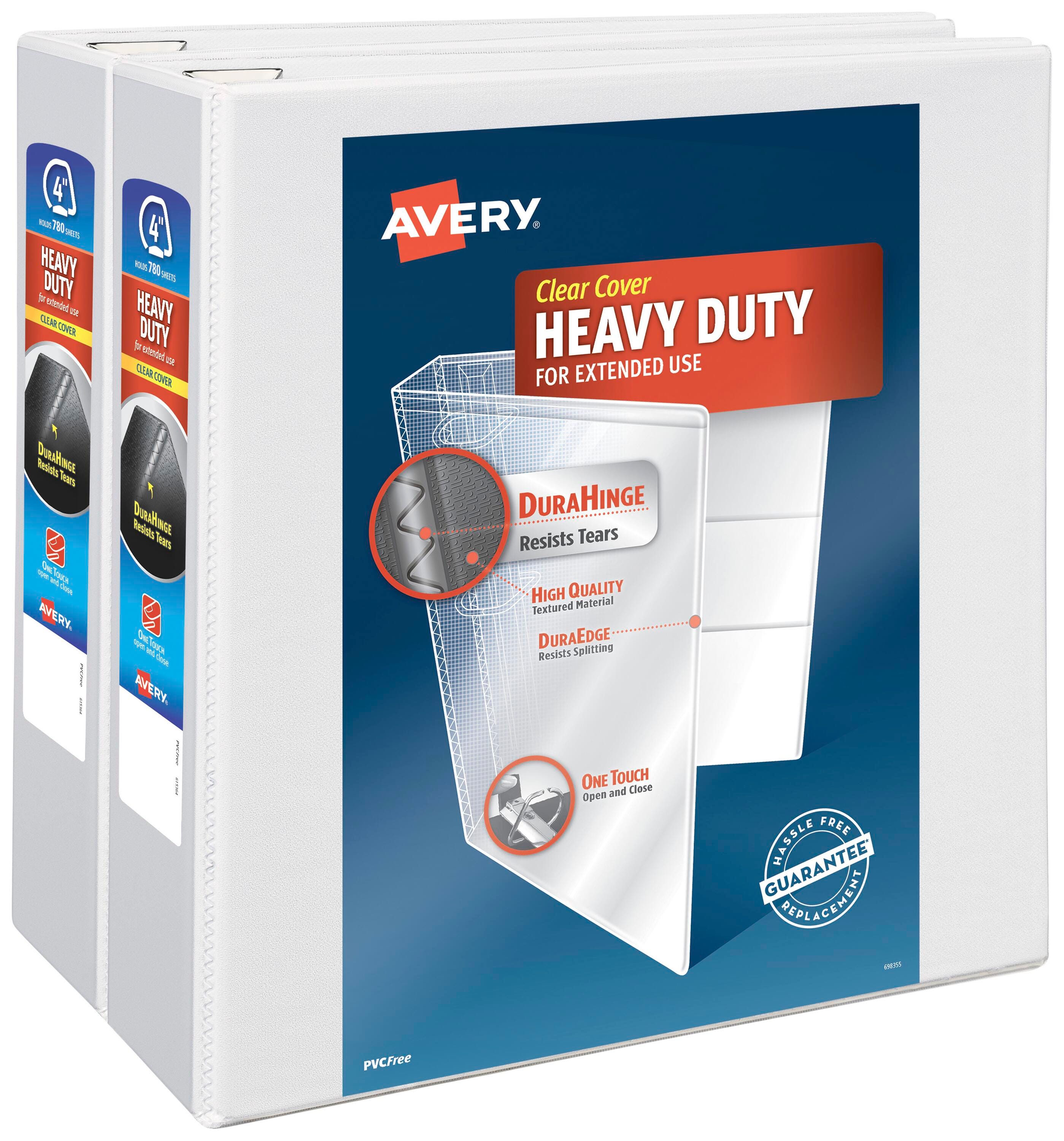 Avery Heavy-Duty View Binder, 4 Inch, Slant Ring, White, Pack of 2 2047981
