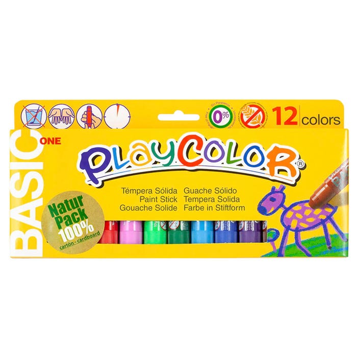 Jack Richeson Playcolor Standard Solid Tempera, Assorted Matte Colors, Set of 12