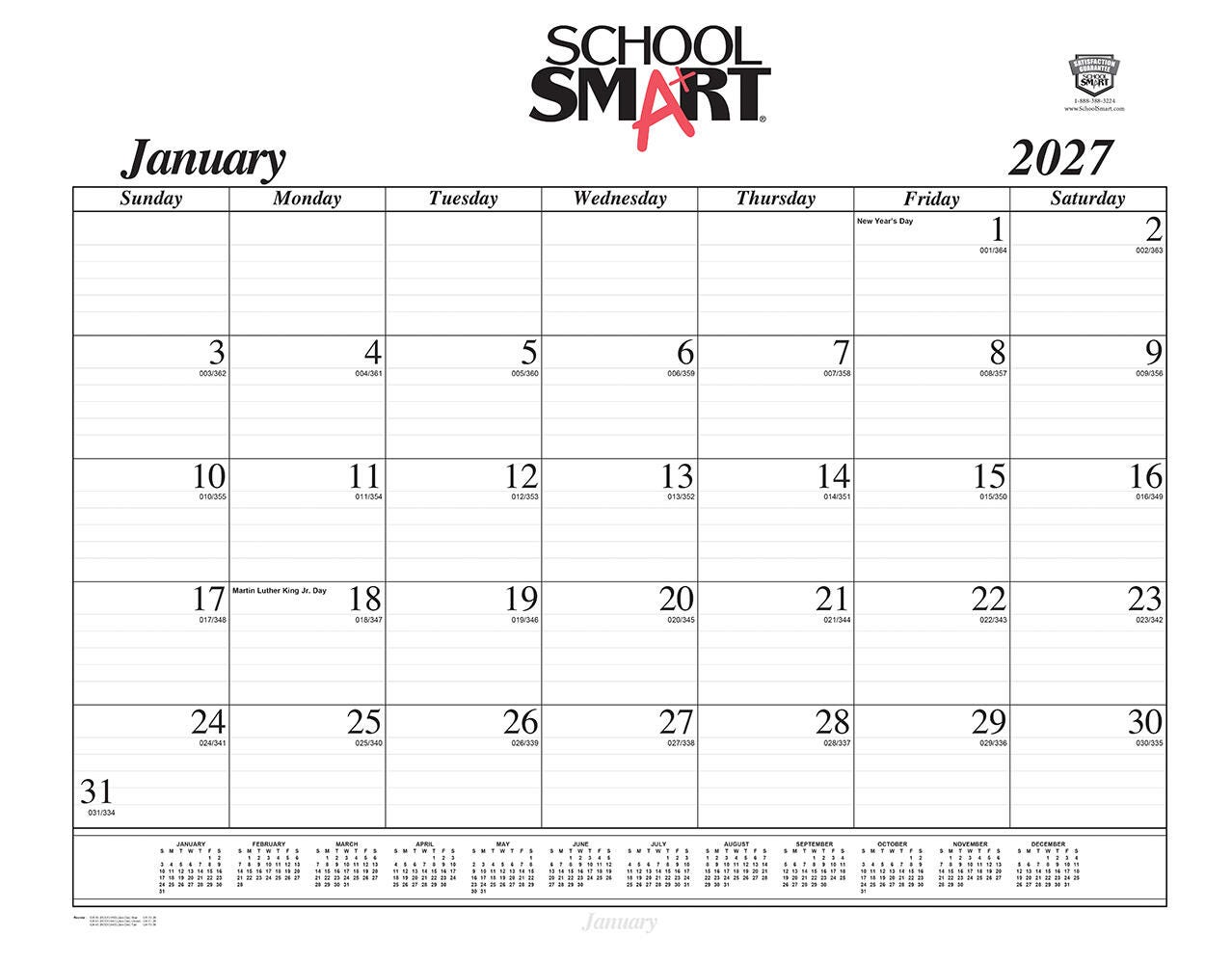 Image for School Smart, 12 Month Calendar Year Desk Pad Refill, January to December 2027, 22 x 17 Inches from School Specialty