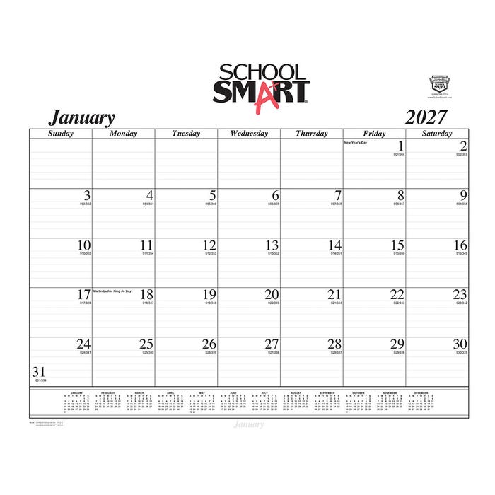 School Smart, 12 Month Calendar Year Desk Pad Refill, January to December 2027, 22 x 17 Inches