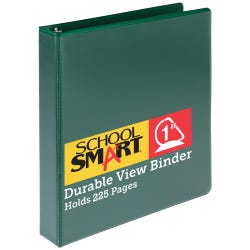 Image for School Smart Durable Polypropylene D-Ring View Binder, 1 Inch, Green from School Specialty