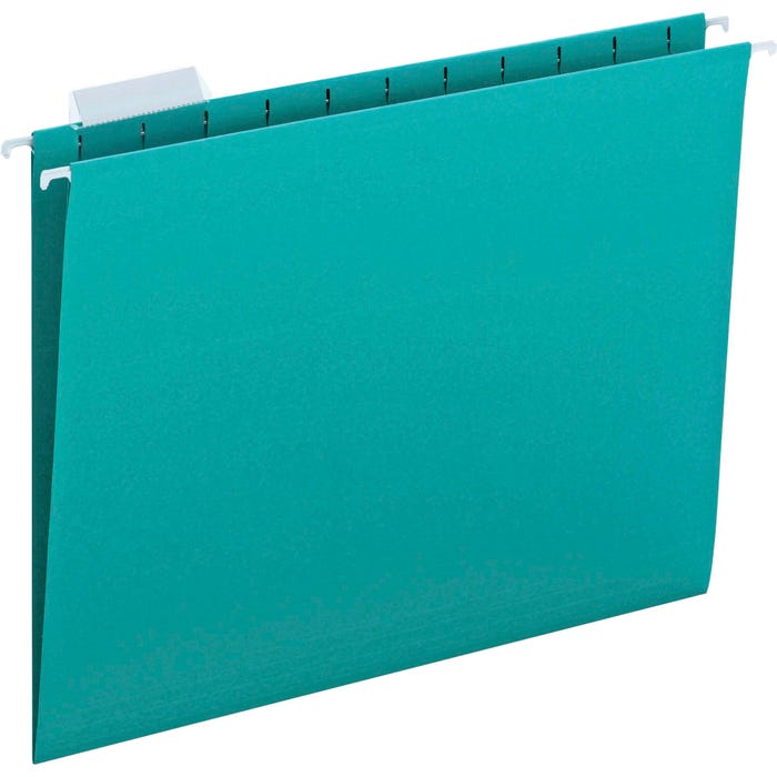Smead Hanging File Folder, Letter Size, 1/5 Cut Tabs, Teal, Pack of 25