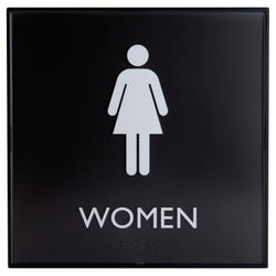 Lorell Restroom Sign, 8 x 8 x 0.6 Inches, Black, Item Number 2025877