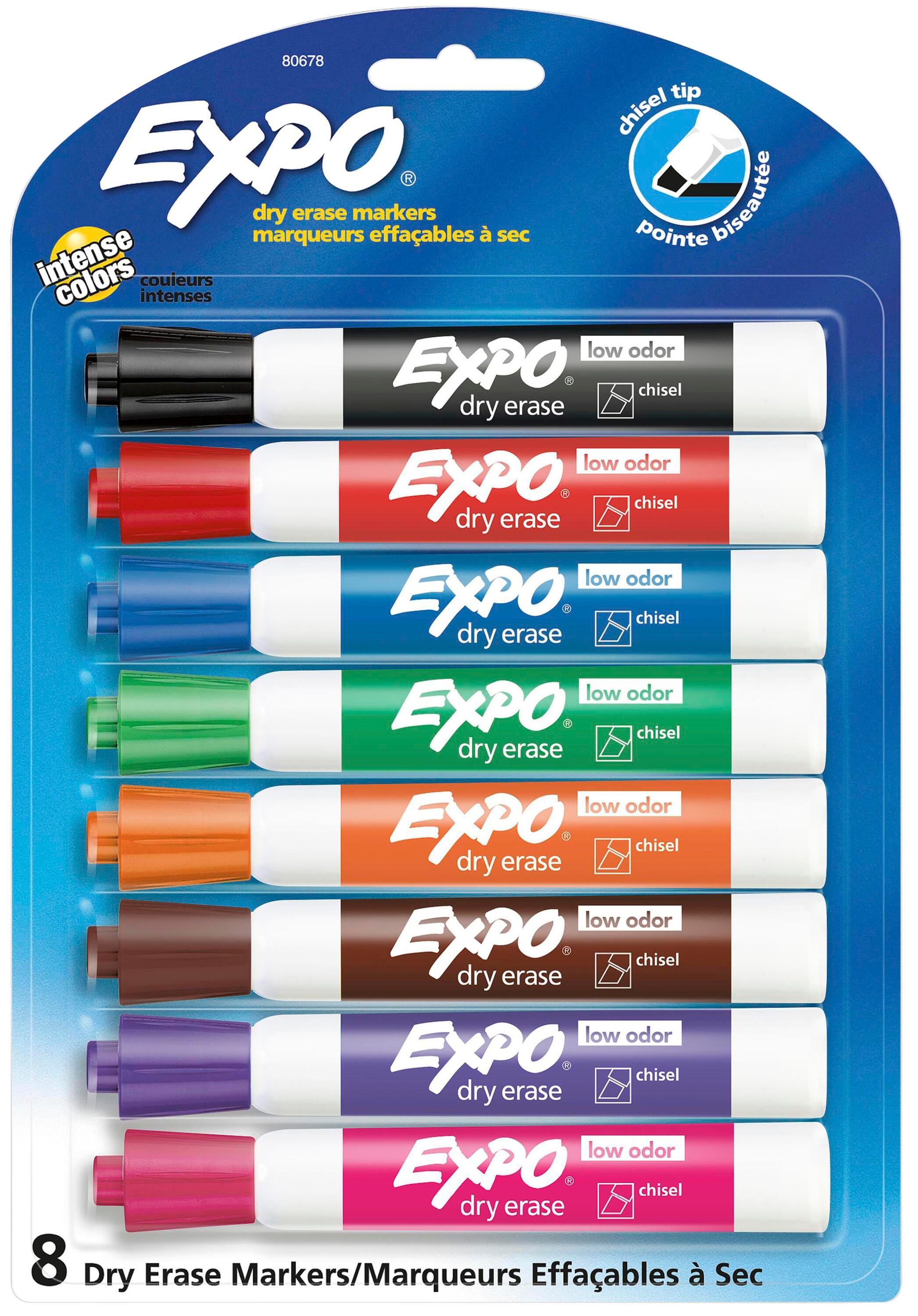 Image for EXPO Low Odor Dry Erase Markers, Chisel Tip, Assorted Colors, Set of 8 from School Specialty