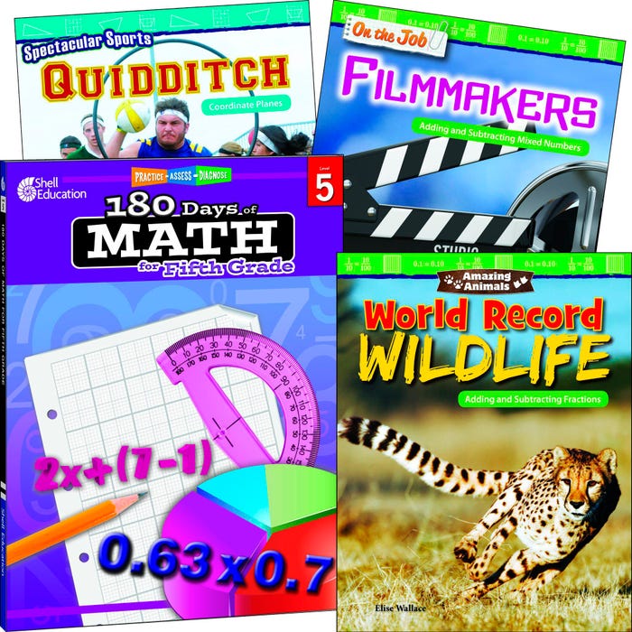 Teacher Created Materials Learn-at-Home Explore Math Bundle, Grade 5, Set of 4
