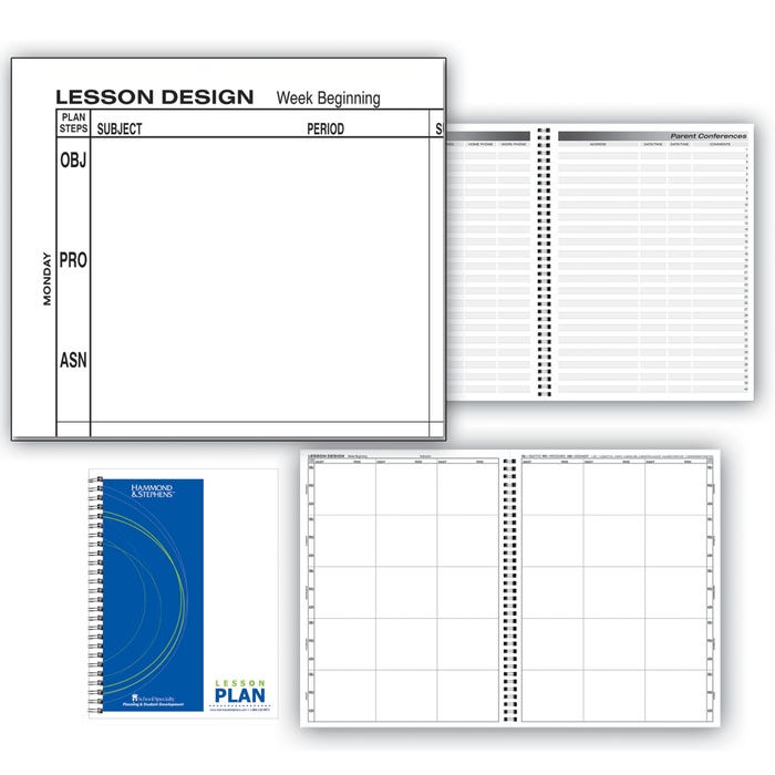 Hammond & Stephens 0444-6 P Structured Lesson Plan Book, PolyIce Cover, 9-1/4 x 12-1/4 Inches, 6 Subjects, 40 Week, Green/ Blue