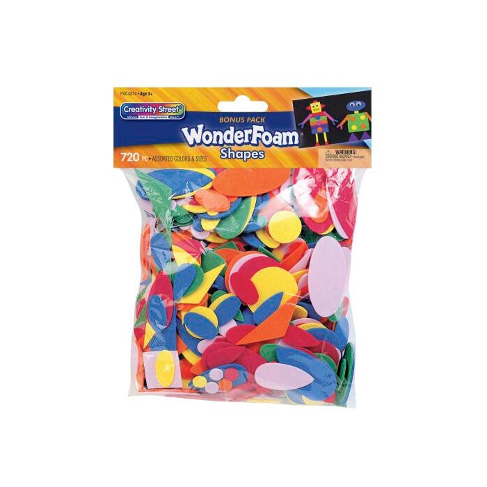 WonderFoam Assorted Shapes, Assorted Colors, Set of 720