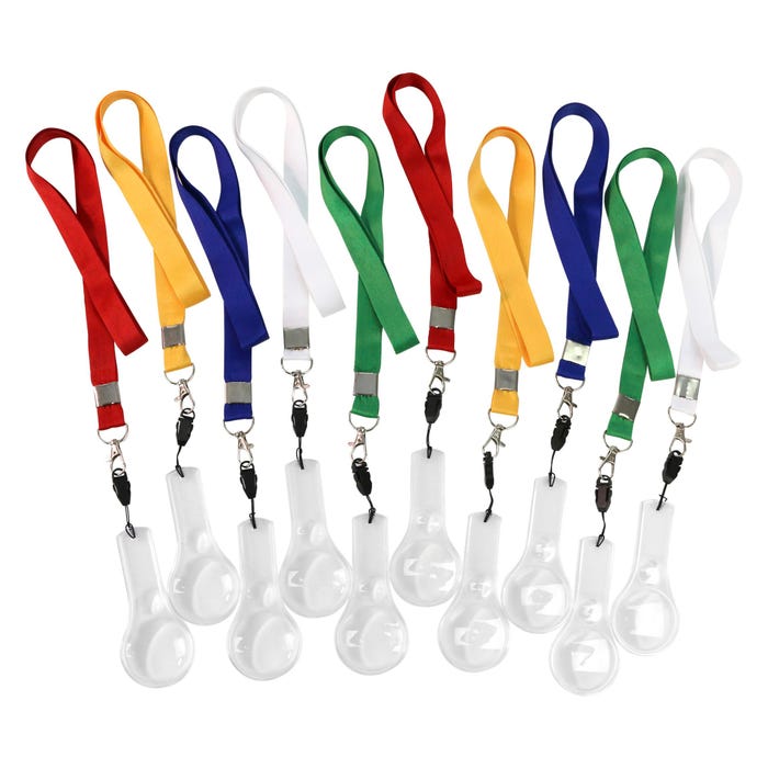 Dual Lens 3x 6x Magnifier with Safety Lanyard, 2 in, Plastic Lens, Pack of 10