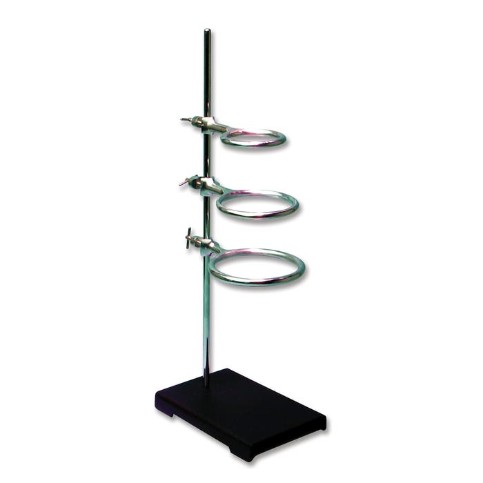 GSC Support Ring Stand and Rings, 5 X 8 in Base, 20 in Rod, Includes 3 Rings