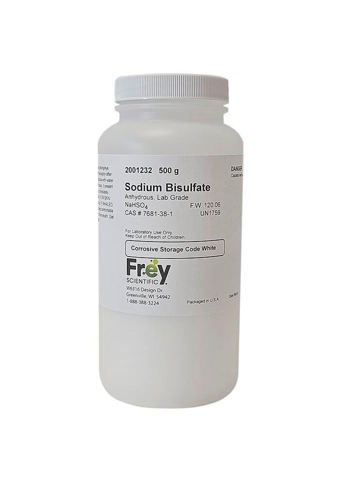 Frey Scientific Sodium Bisulfate, Anhydrous, Lab Grade, 500 Grams