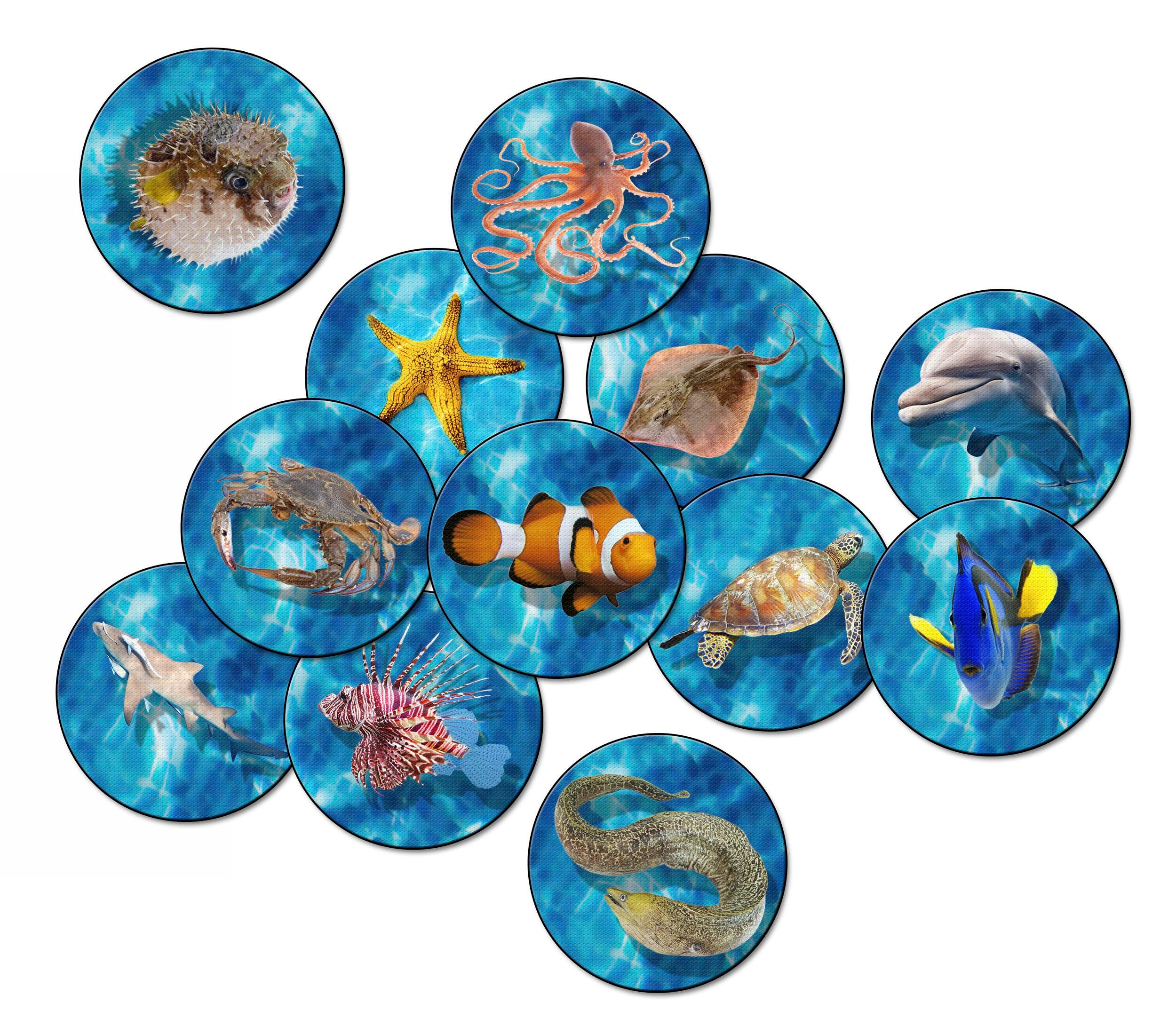 Flagship Carpets Into the Sea Stow N Go Carpet Rounds, 16 Inches, Set of 12 1595537