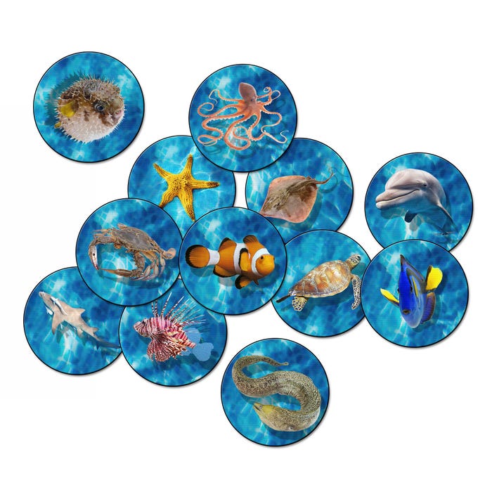 Flagship Carpets Into the Sea Stow N Go Carpet Rounds, 16 Inches, Set of 12