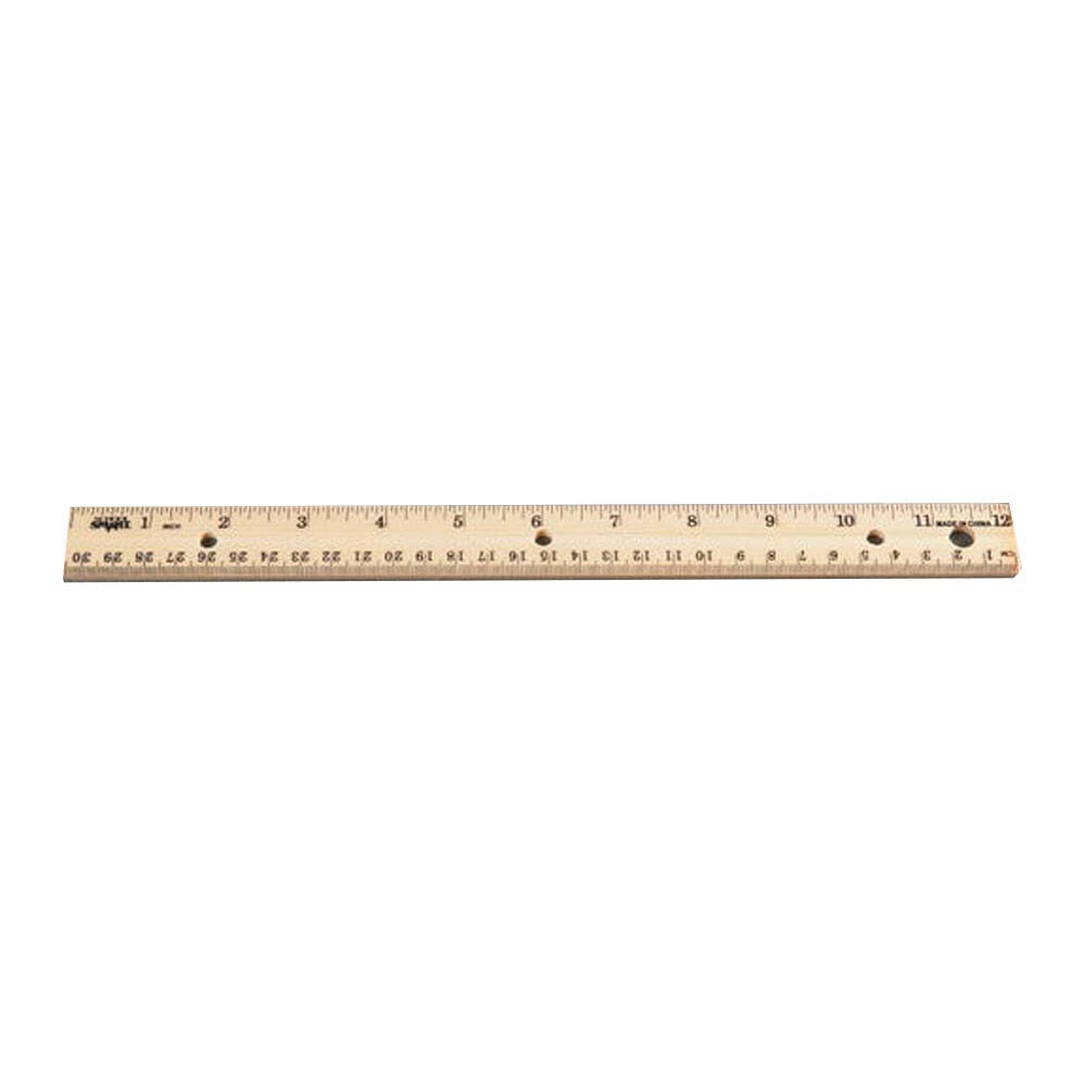 School Smart Wood Ruler, Double Beveled Edge, 12 Inches, 3 Hole Punched 081903