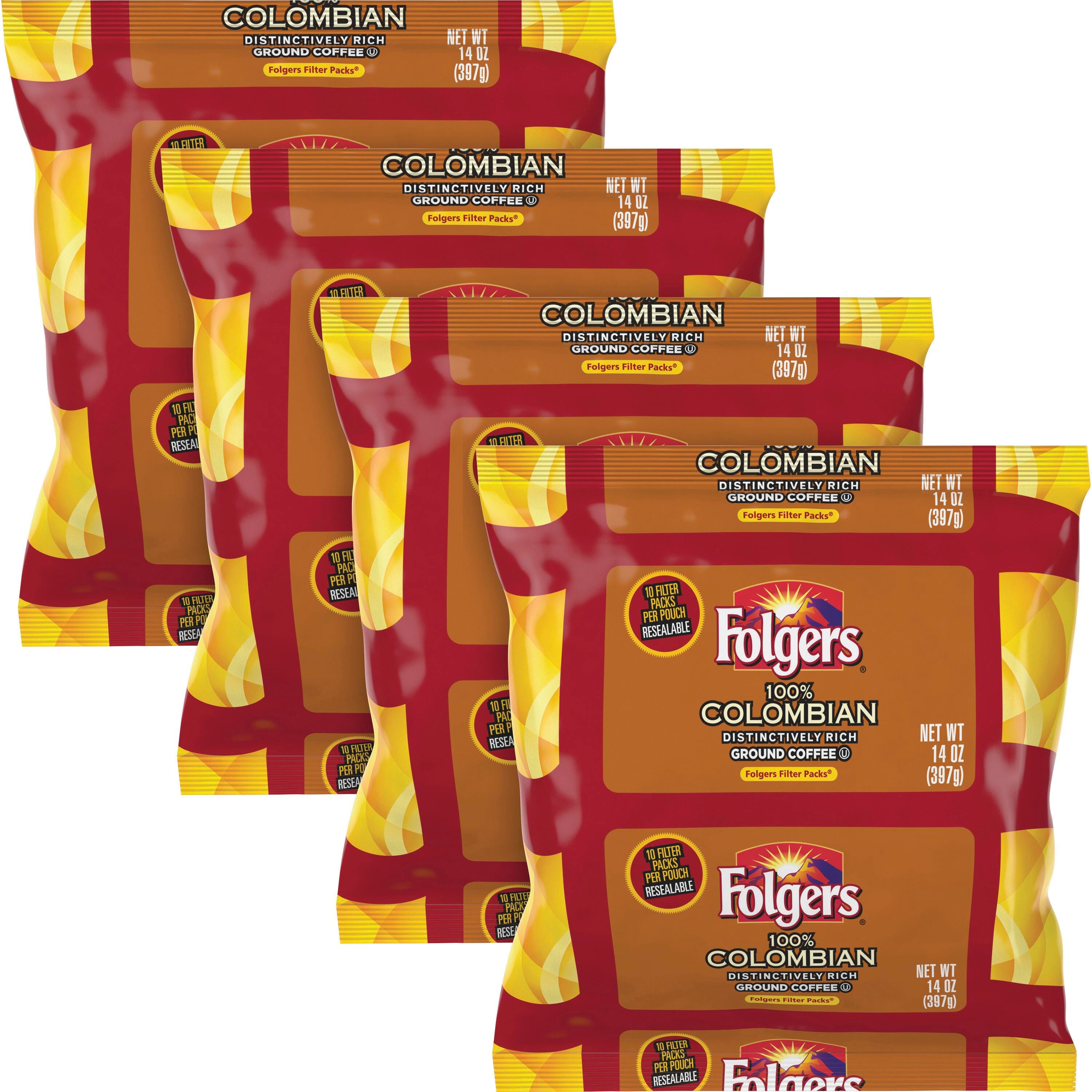 Folgers Colombian Ground Coffee Filter Packs Ground, 1 oz , 40 Pack, Item Number 1563736