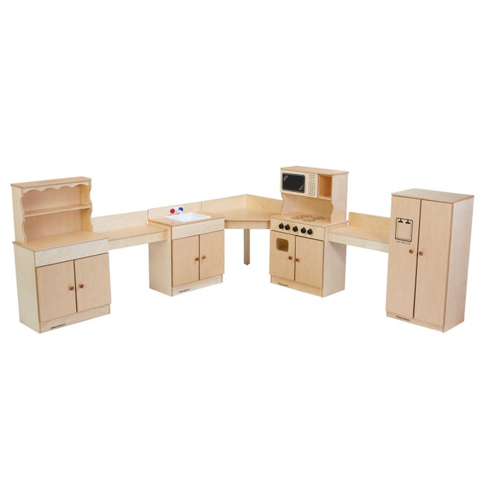 Childcraft Traditional Kitchen Set Play Kitchen, Wooden, 7 Pieces