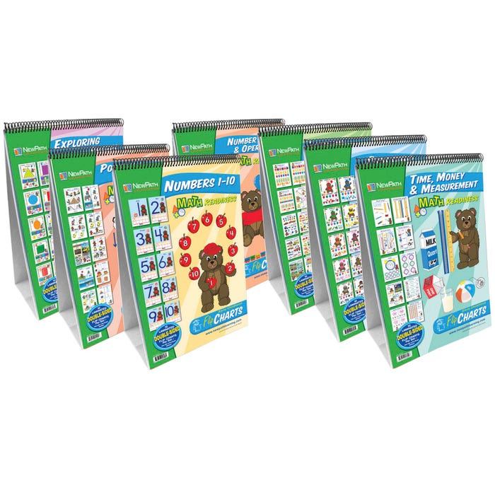 NewPath Learning Math Readiness Flip Charts, Grades PreK to 2, Set of 7