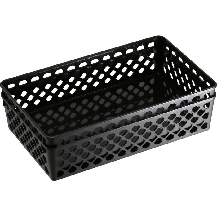 Officemate Achieva Large Supply Basket, Plastic, Black, Pack of 2
