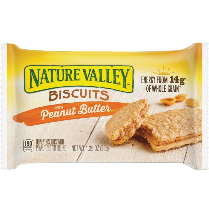 Nature Valley Honey Biscuits with Peanut Butter Filling, 1.35 Ounce, Box of 16