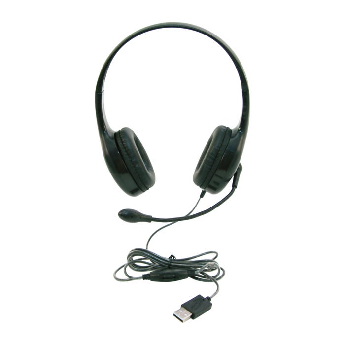 Califone KH-08 GUSB BK On-Ear Headset with Gooseneck Microphone, USB, Black