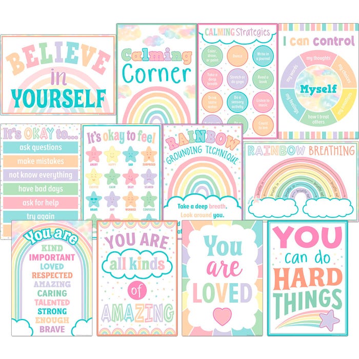 Teacher Created Resources Pastel Pop Calming Strategies Small Poster Pack