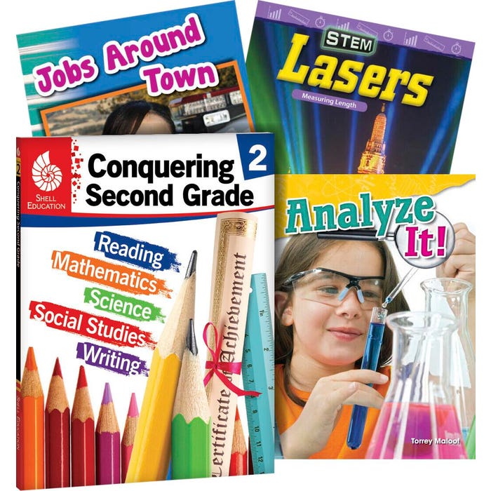 Teacher Created Materials Learn-at-Home Conquering Second Grade, Set of 4