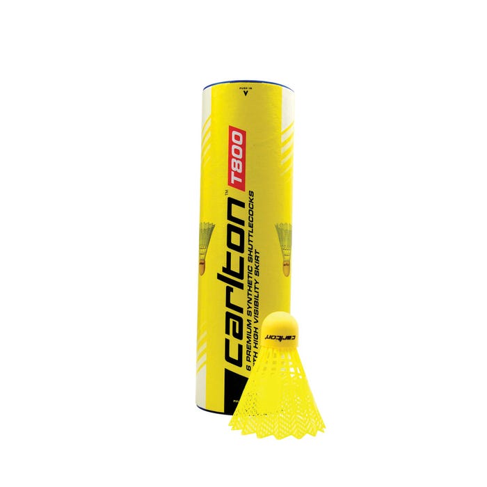 Carlton T800 Yellow Badminton Shuttlecocks, Set of 6