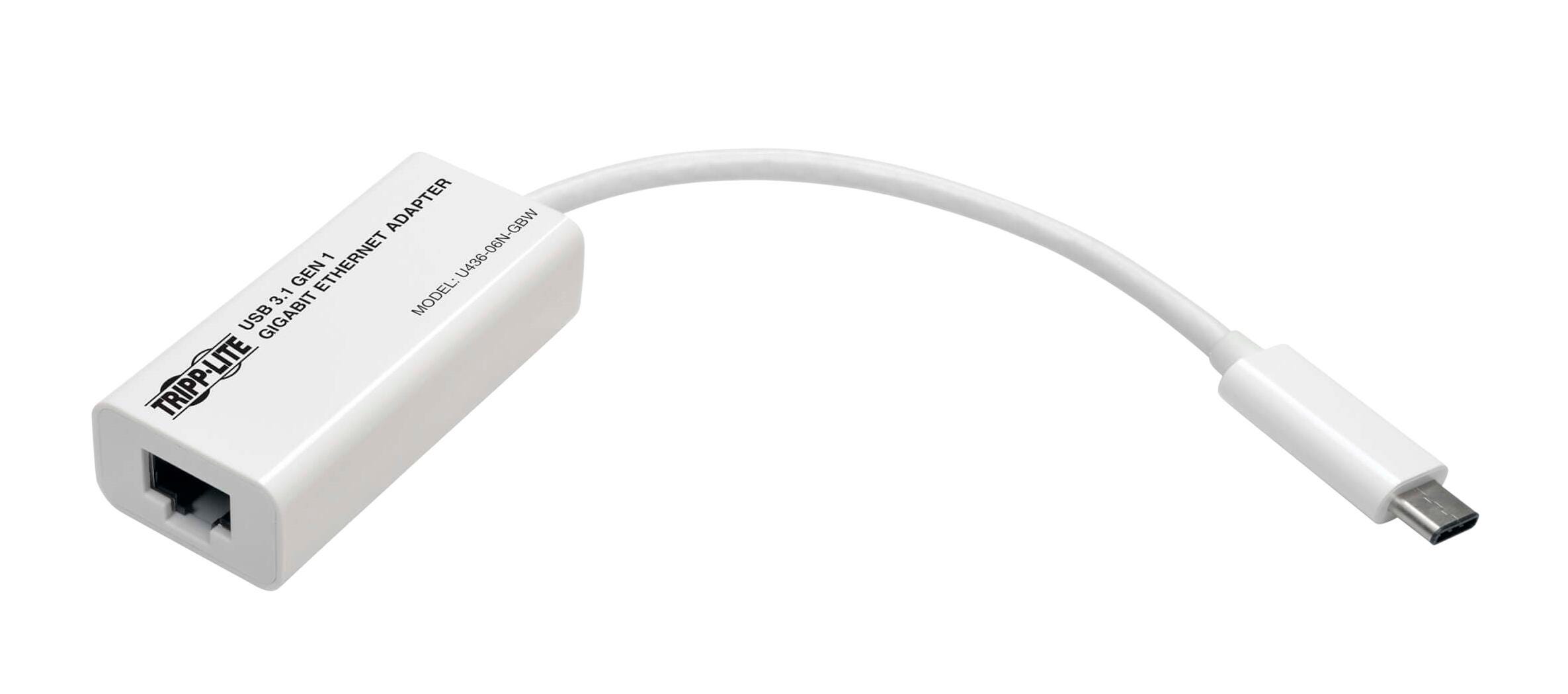 Tripp Lite USB-C to Gigabit Network Adapter, Thunderbolt 3 Compatibility, White 2136110